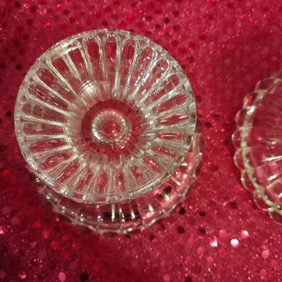 Vintage 90's Partylite Glass Taper Candle Holders Lot Of 2 Scalloped Romantic - Picture 5 of 8